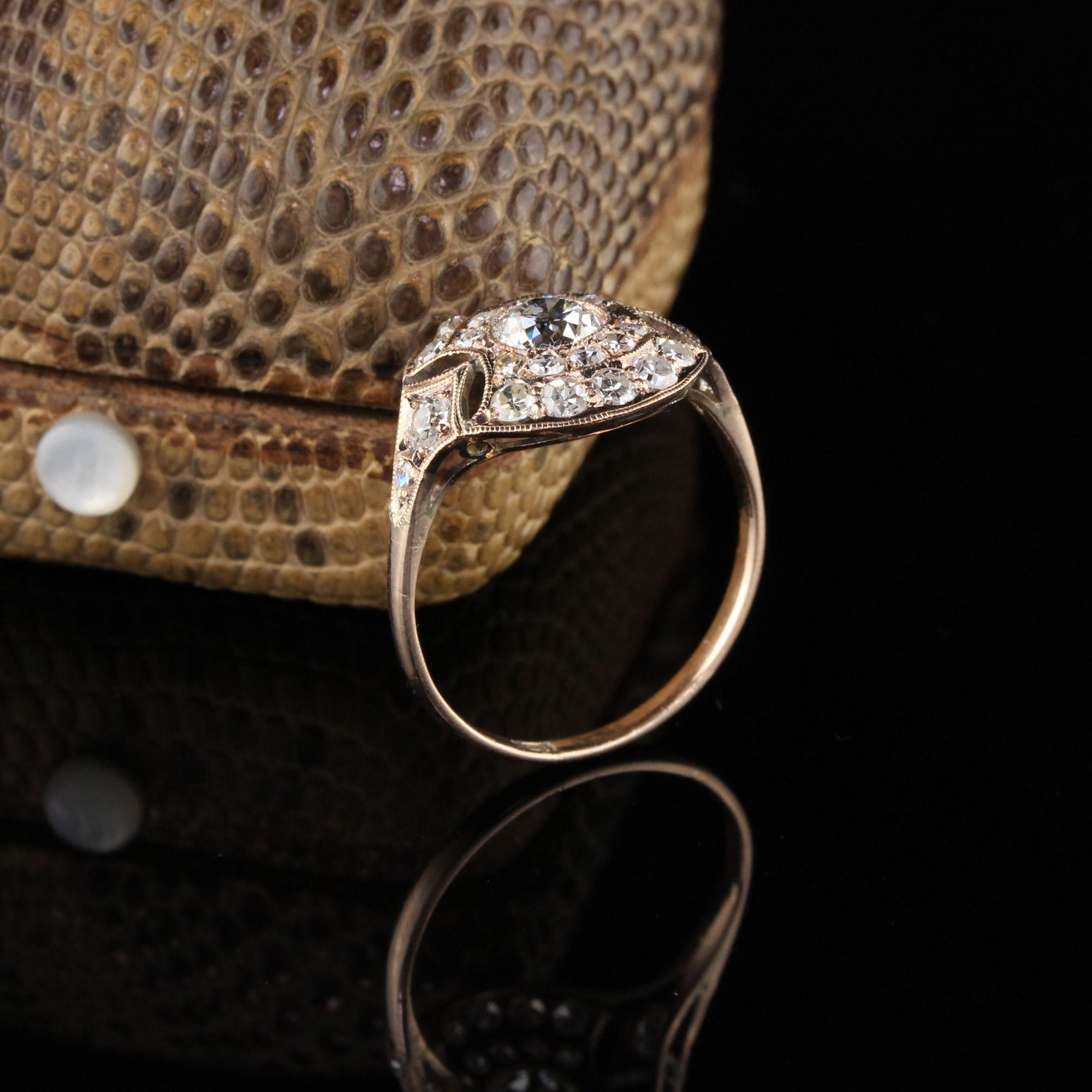 Antique Victorian 10 Karat Rose Gold Diamond Engagement Ring In Good Condition In Great Neck, NY