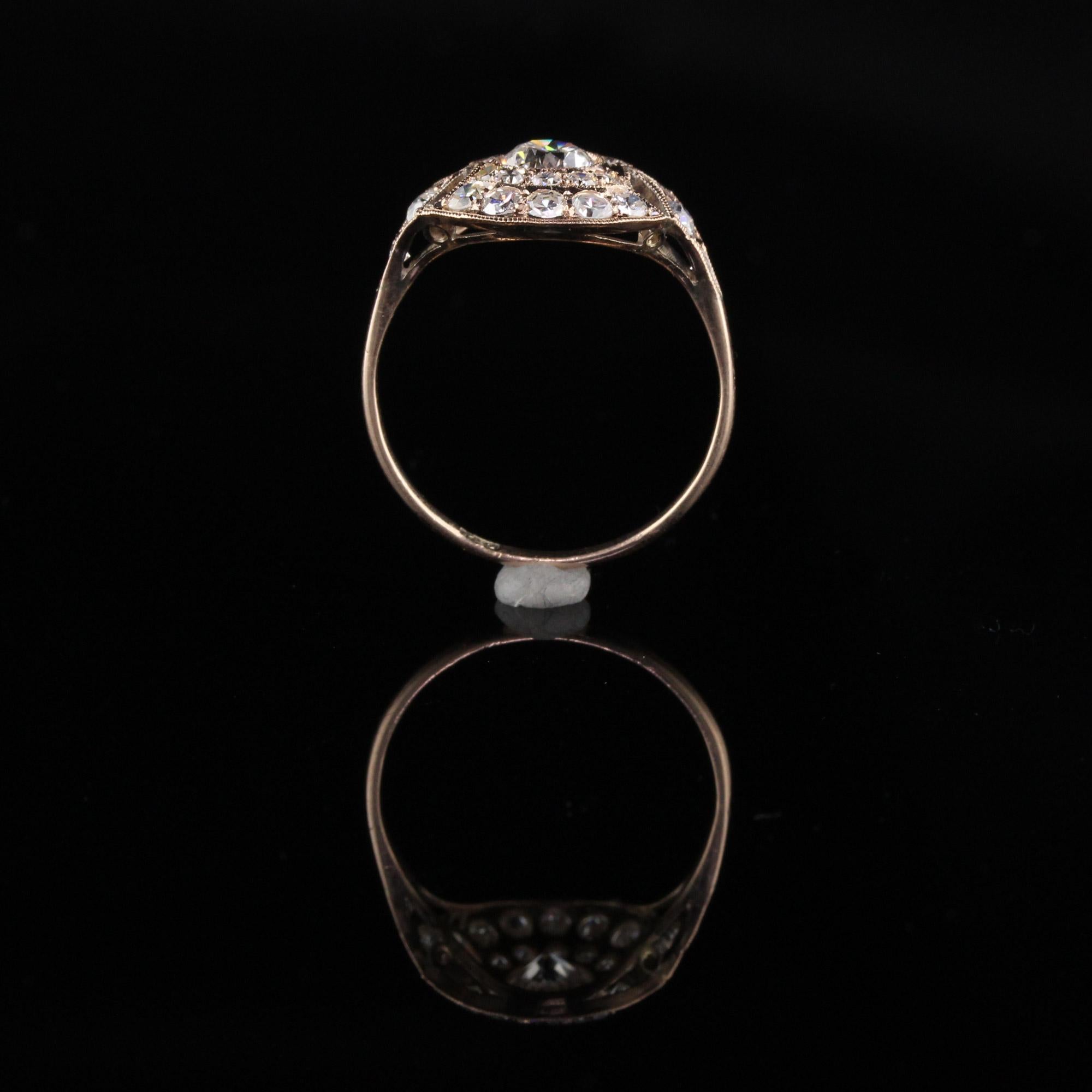 Antique Victorian 10 Karat Rose Gold Diamond Engagement Ring 1