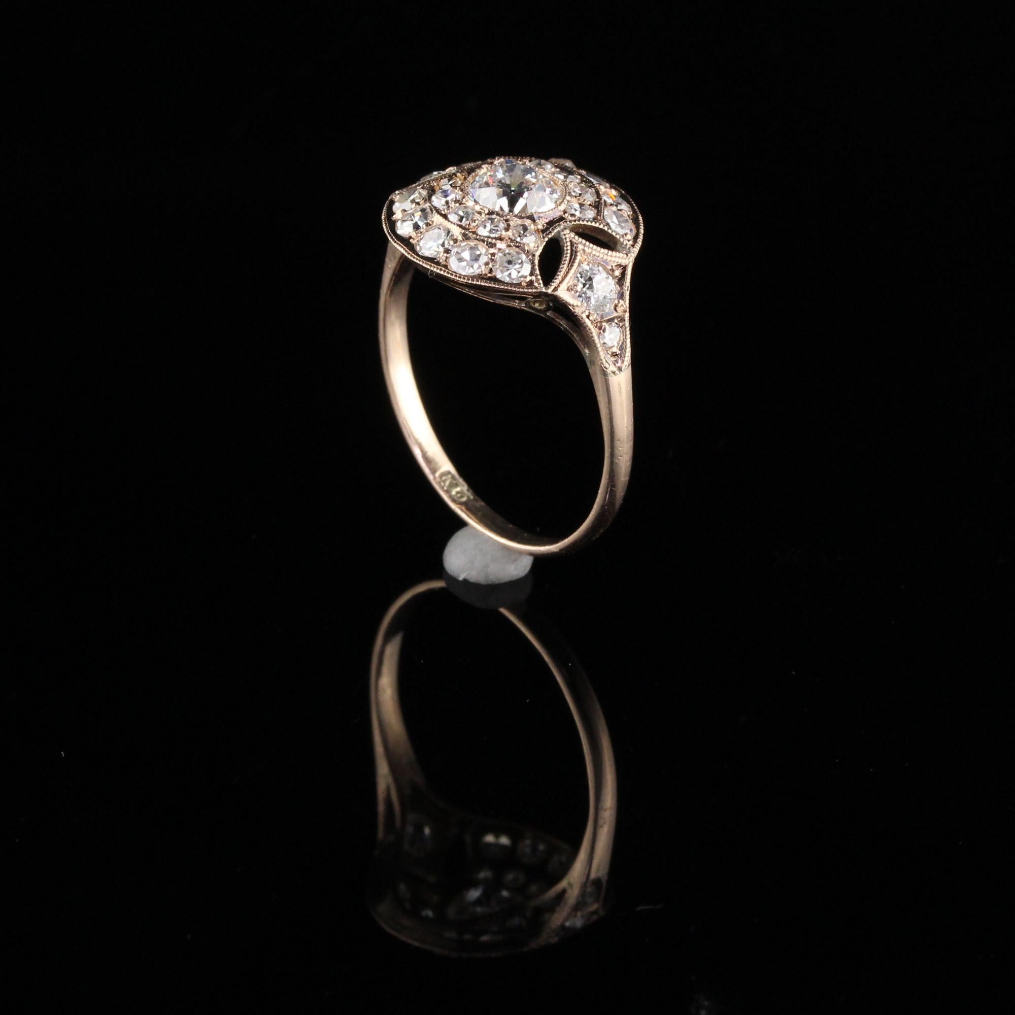 Antique Victorian 10 Karat Rose Gold Diamond Engagement Ring 2