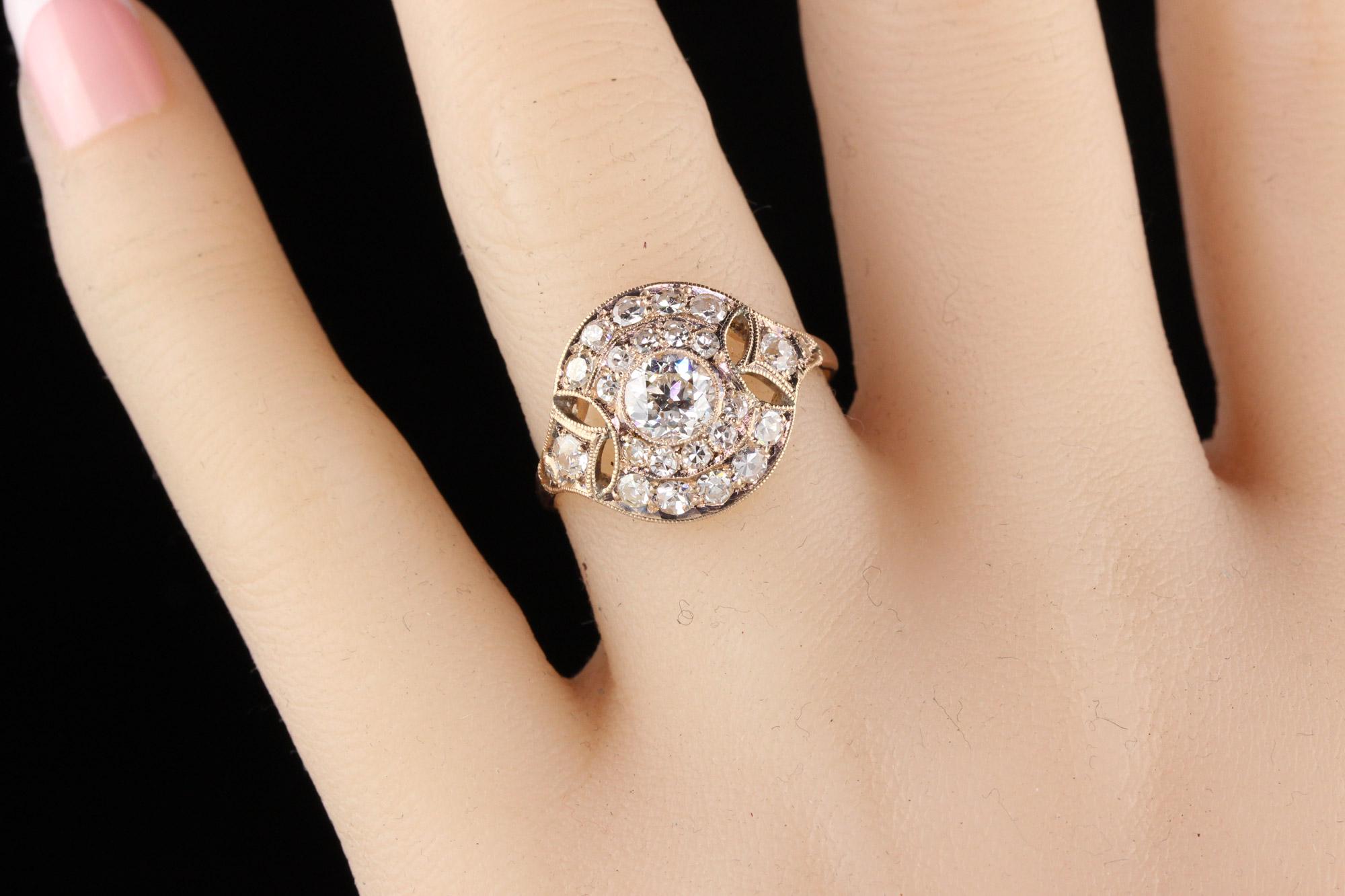 Antique Victorian 10 Karat Rose Gold Diamond Engagement Ring 3