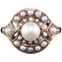 Antique Victorian 10 Karat Rose Gold and Pearl Ring