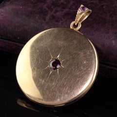 Antique Victorian 10K Yellow Gold Amethyst Monogrammed Locket