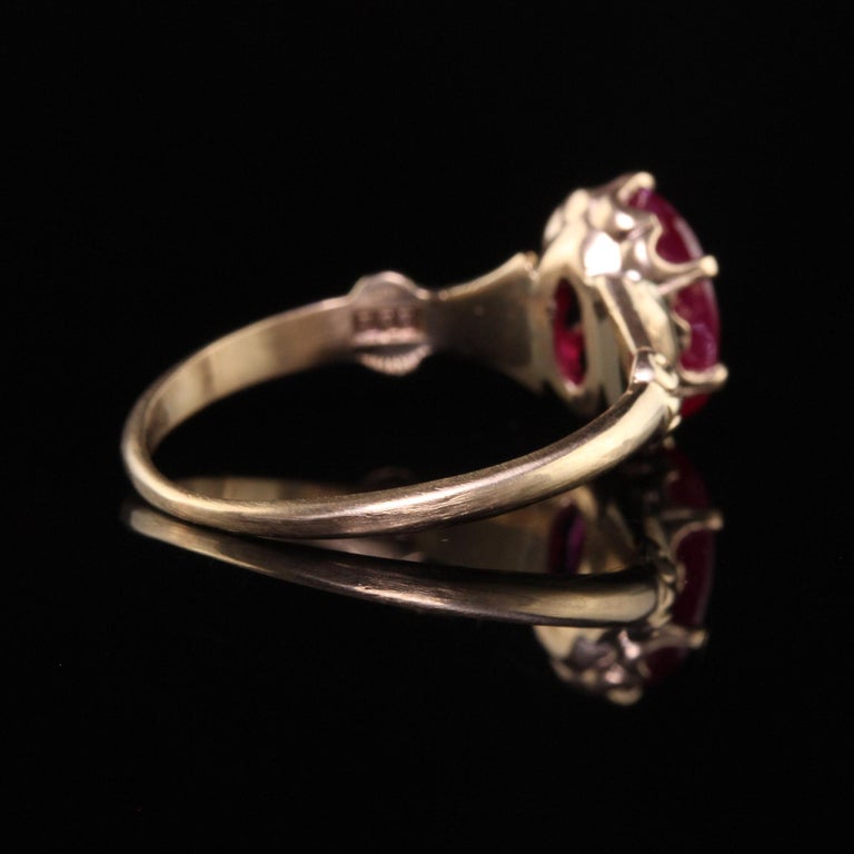 Women's Antique Victorian 10K Yellow Gold Burmese Ruby Engagement Ring For Sale
