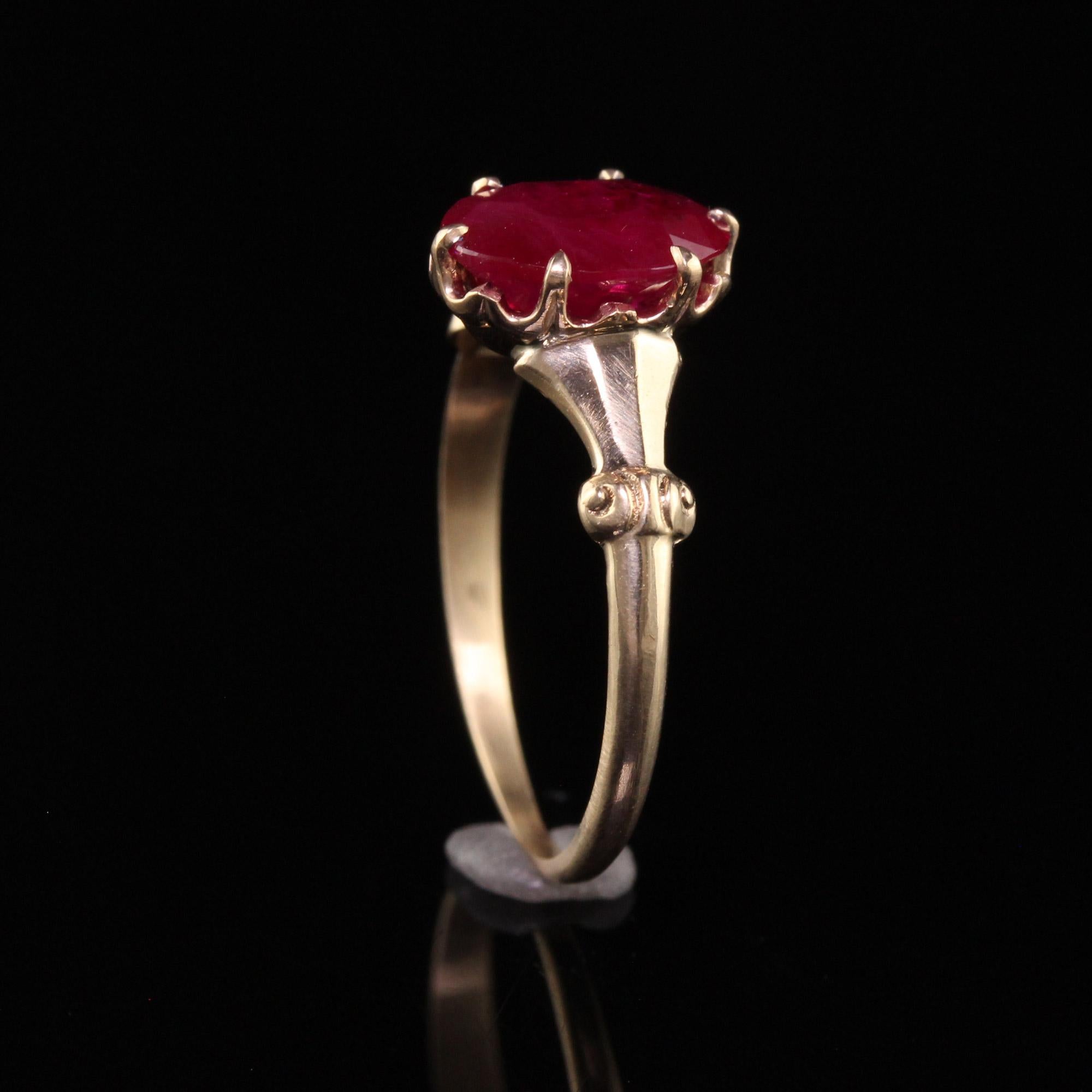 Oval Cut Antique Victorian 10K Yellow Gold Burmese Ruby Engagement Ring