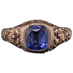 Antique Victorian 10 Karat Gold and Ceylon Sapphire Hammerman Brothers Ring