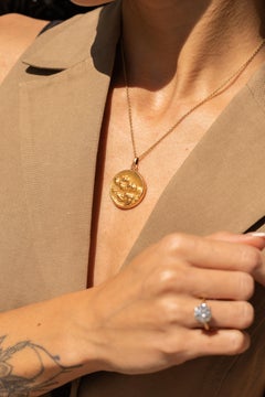 Antique Victorian 10K Yellow Gold Diamond Dog Trio Locket Necklace