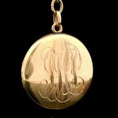 Antique Victorian 10k Yellow Gold Diamond Swivel Buckle Brooch w/ Dangle Locket