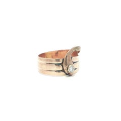 Antique Victorian 10k Yellow Gold Diamond Wide Wrap Serpent Snake Band Ring