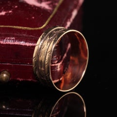 Antique Victorian 10K Yellow Gold Engraved Wide Wedding Band