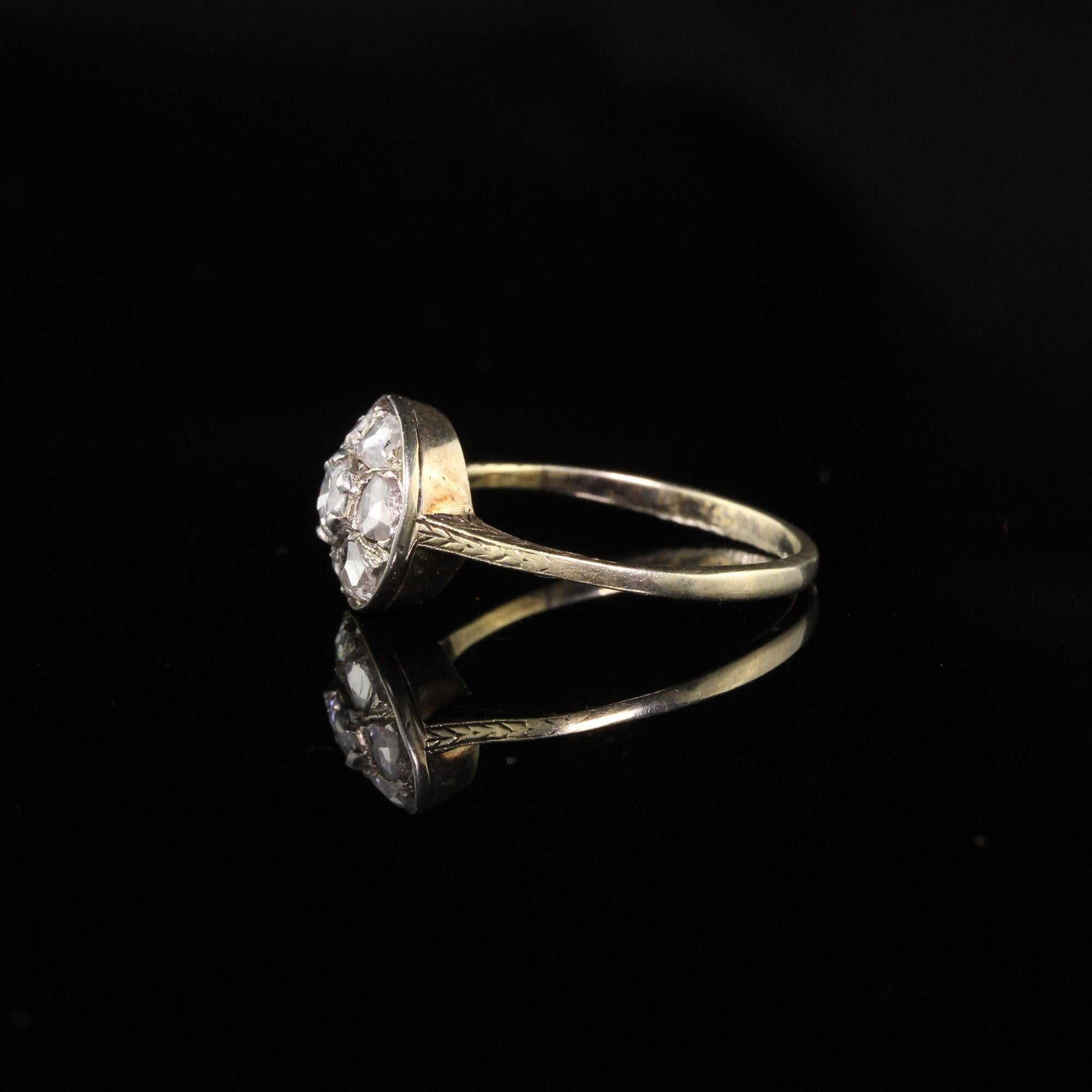 Women's Antique Victorian 10 Karat Yellow Gold Old Euro and Rose Cut Diamond Ring