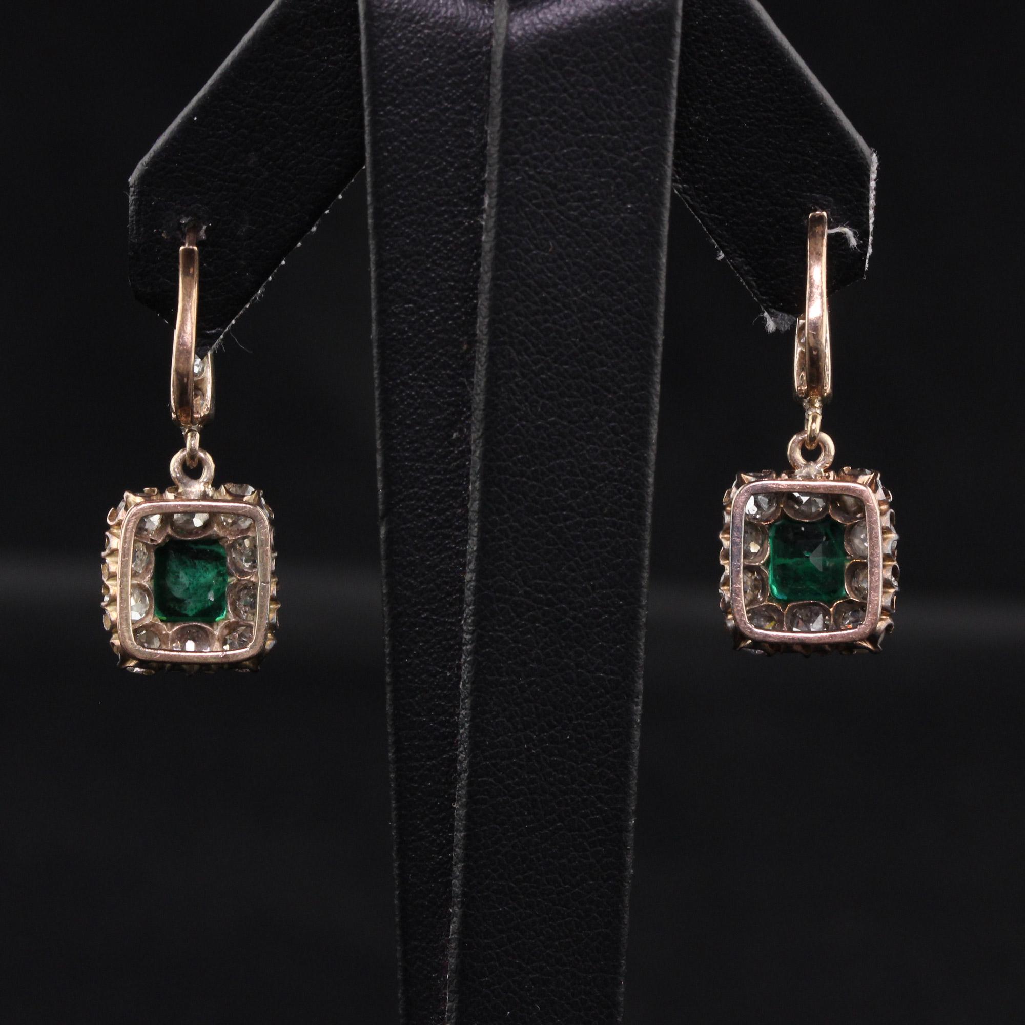 Antique Victorian 10K Yellow Gold Old Mine Cut Diamond Drop Earrings 3