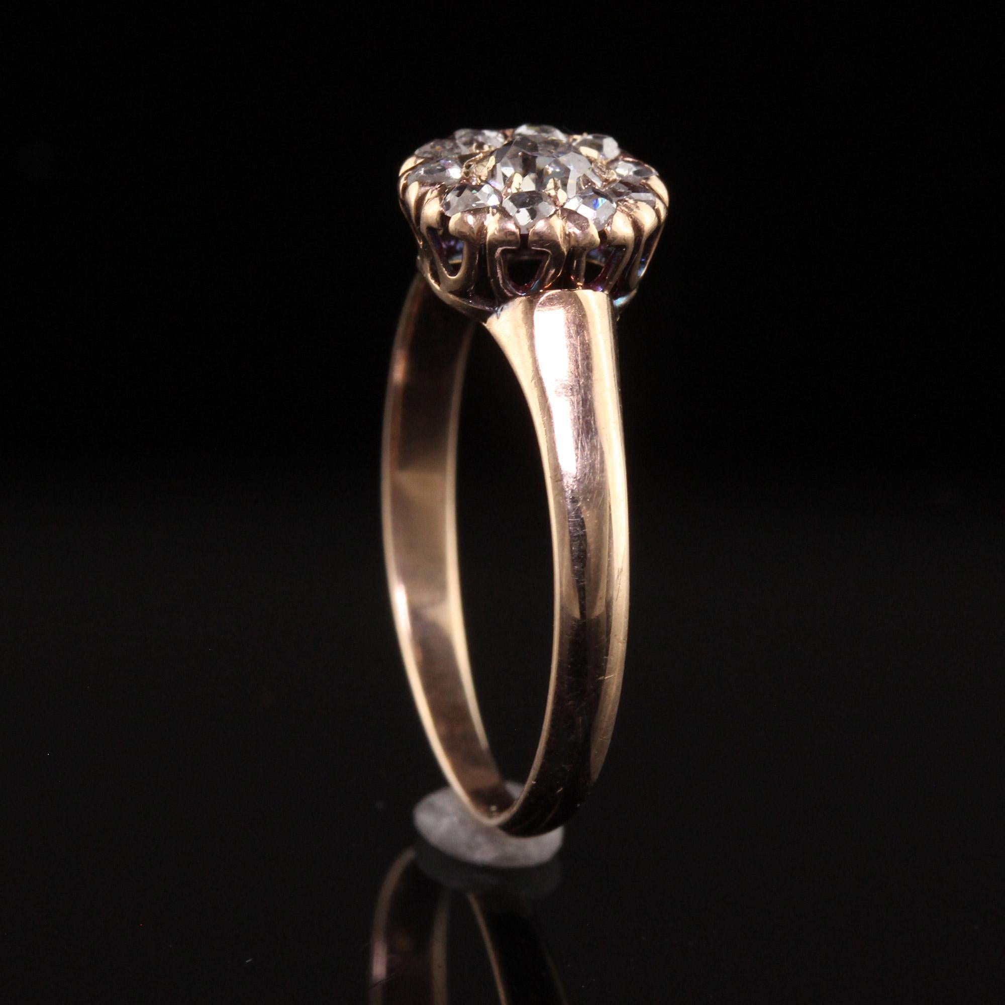 Old Mine Cut Antique Victorian 10k Yellow Gold Old Mine Rose Cut Diamond Engagement Ring