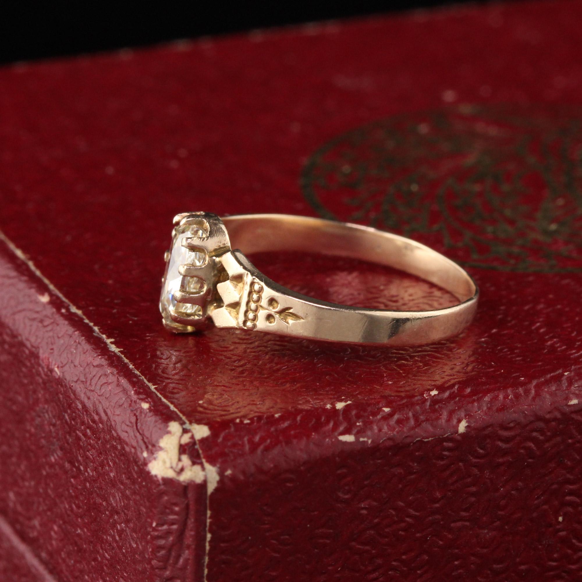 Oval Cut Antique Victorian 10 Karat Yellow Gold Oval Diamond Engagement Ring