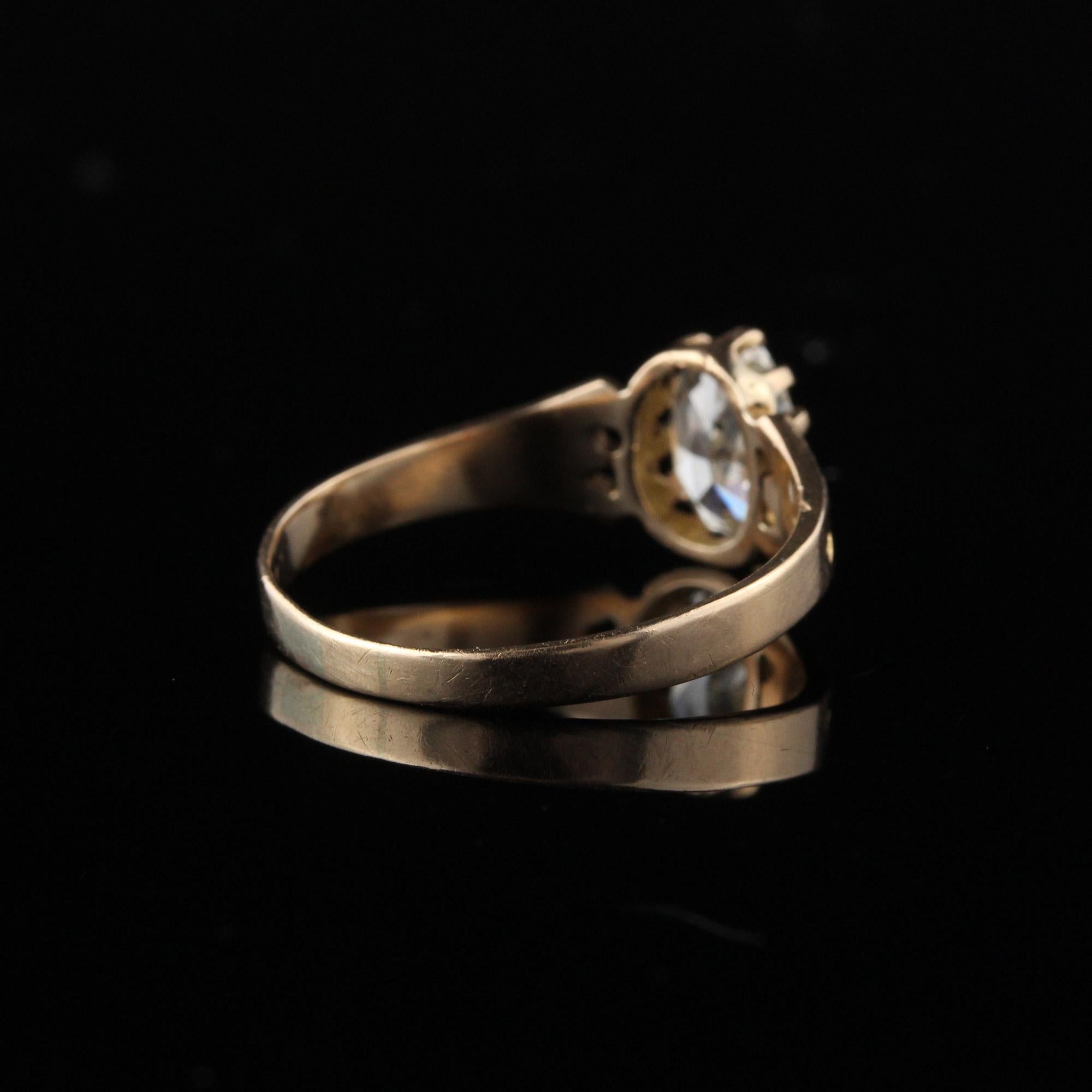 Antique Victorian 10 Karat Yellow Gold Oval Diamond Engagement Ring In Good Condition In Great Neck, NY