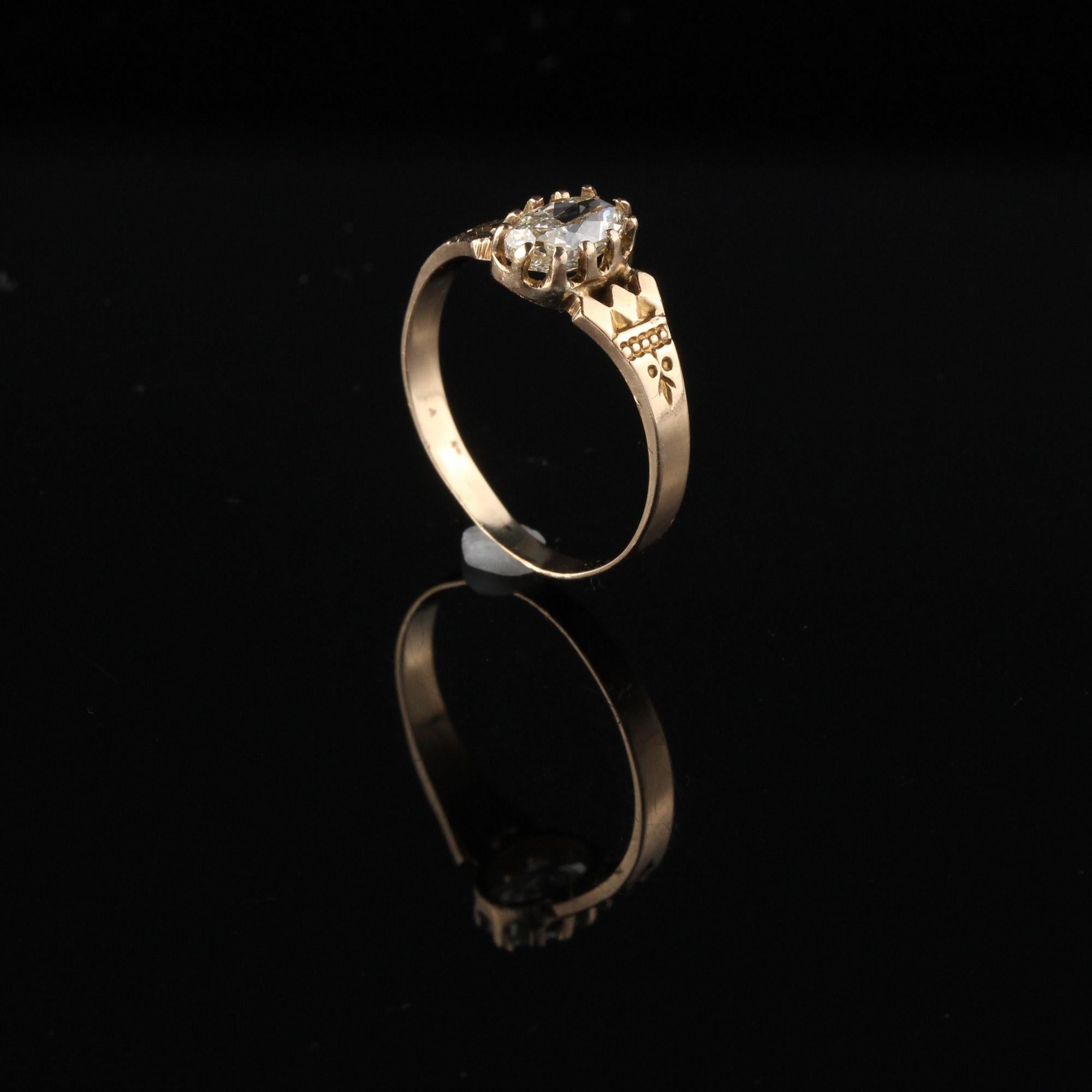 Women's Antique Victorian 10 Karat Yellow Gold Oval Diamond Engagement Ring
