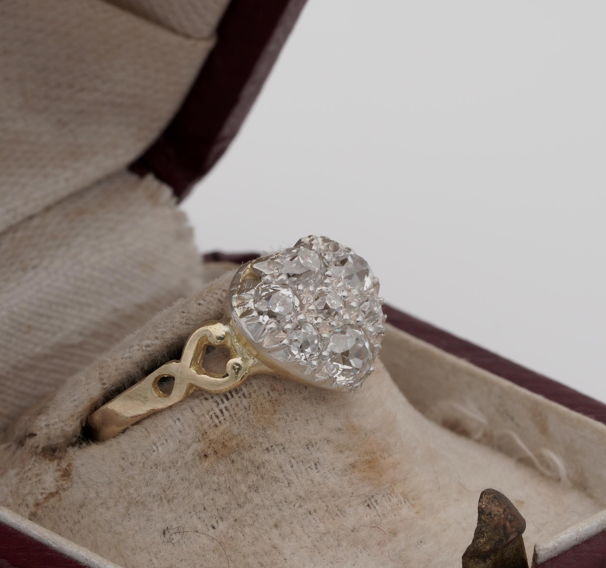 Late Victorian Antique Victorian 1.10 Carat Old Mine Diamond Sweet Heart Ring For Sale