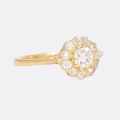 Antique Victorian 1.16 Carat OMC Diamond Cluster Ring