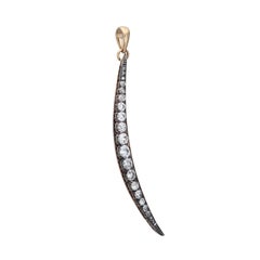 Antique Victorian 1.20ct Diamond Pendant Thin Crescent Moon 14k Gold Celestial