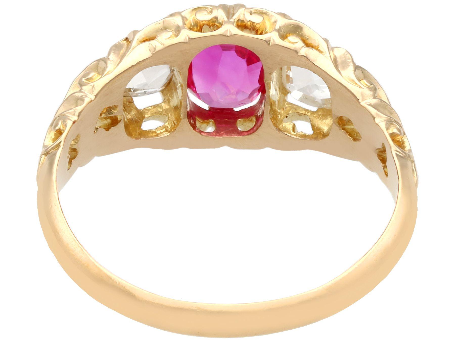 Women's or Men's Antique Victorian 1.28 Ct Oval Cut Burmese Pink Sapphire and Diamond Gold Ring For Sale