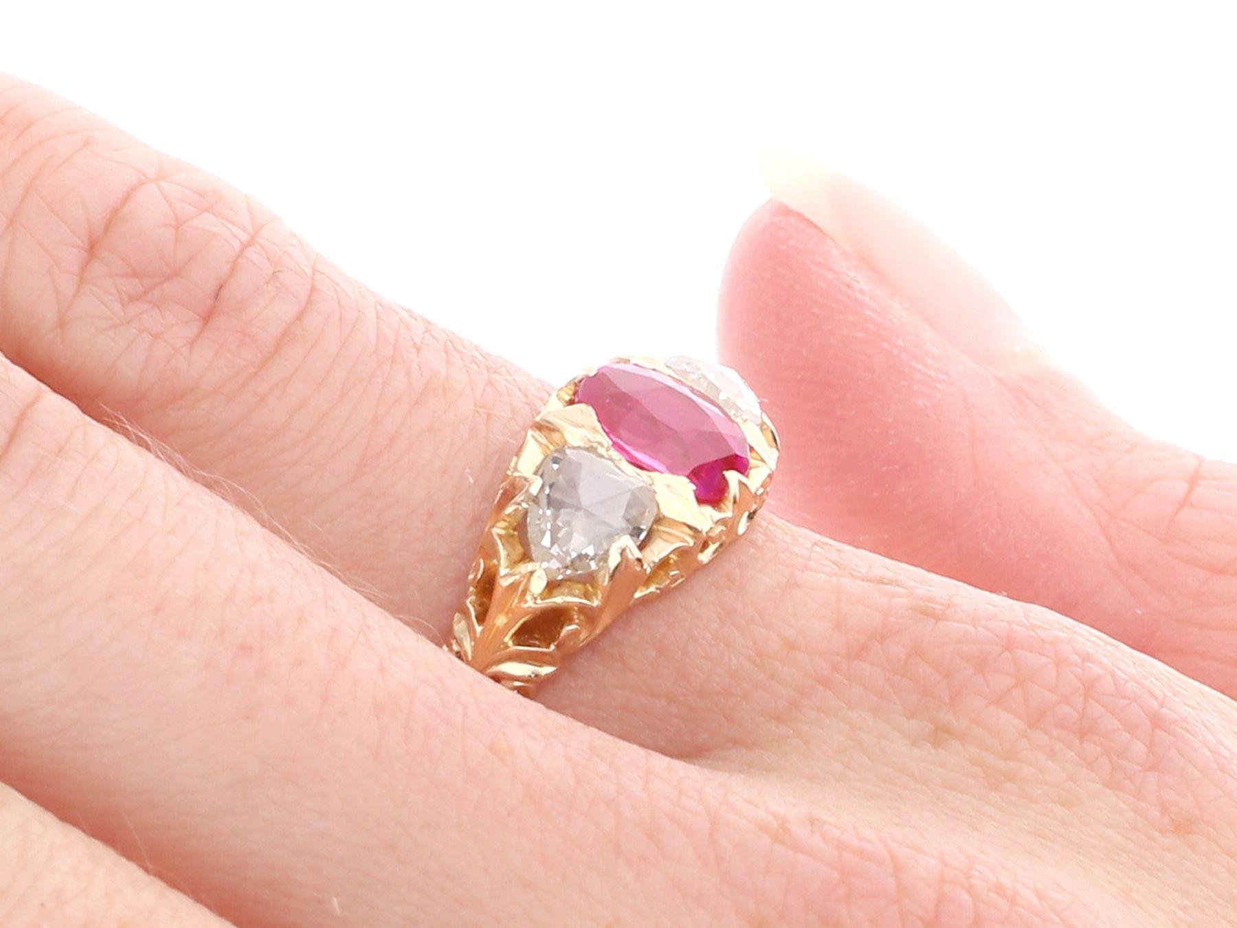 Antique Victorian 1.28 Ct Oval Cut Burmese Pink Sapphire and Diamond Gold Ring For Sale 5