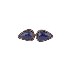 Antique Victorian 12.95 Carat Sapphire & Diamond Cocktail Ring in Gold & Silver
