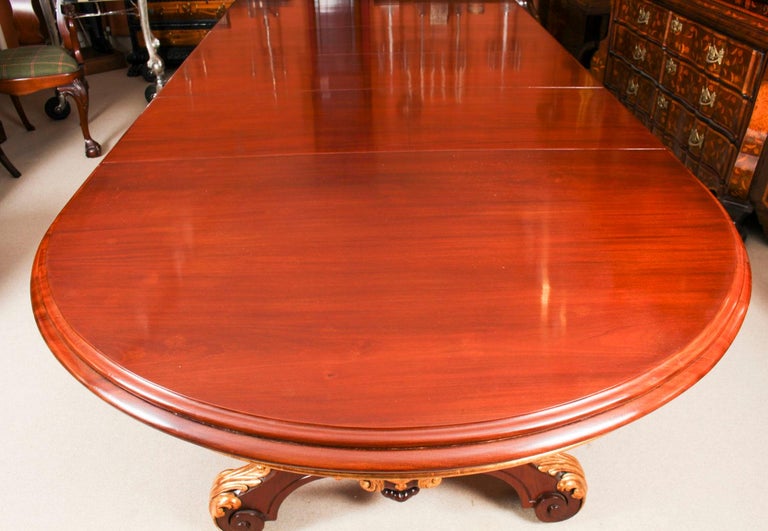 Antique Victorian Mahogany Twin Base Extending Dining Table, 19th C For Sale 7