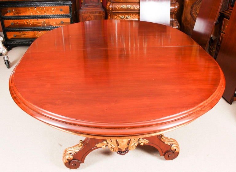 Antique Victorian Mahogany Twin Base Extending Dining Table, 19th C For Sale 9