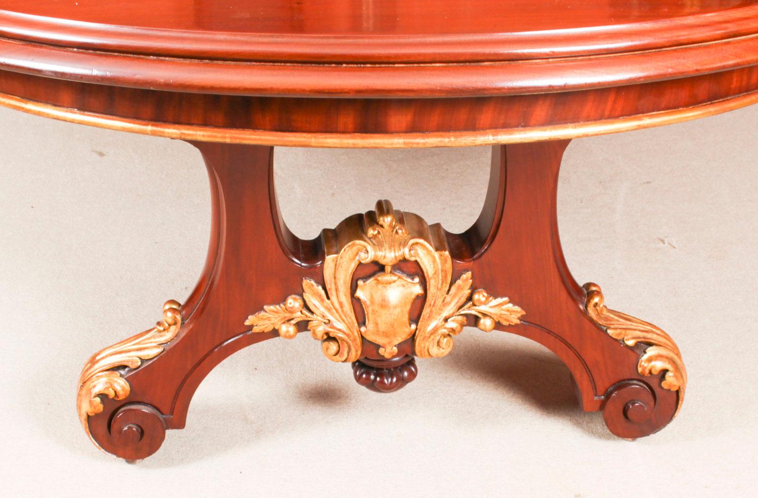 Ancienne table de salle à manger victorienne à deux pieds extensibles en acajou 19ème siècle en vente 10