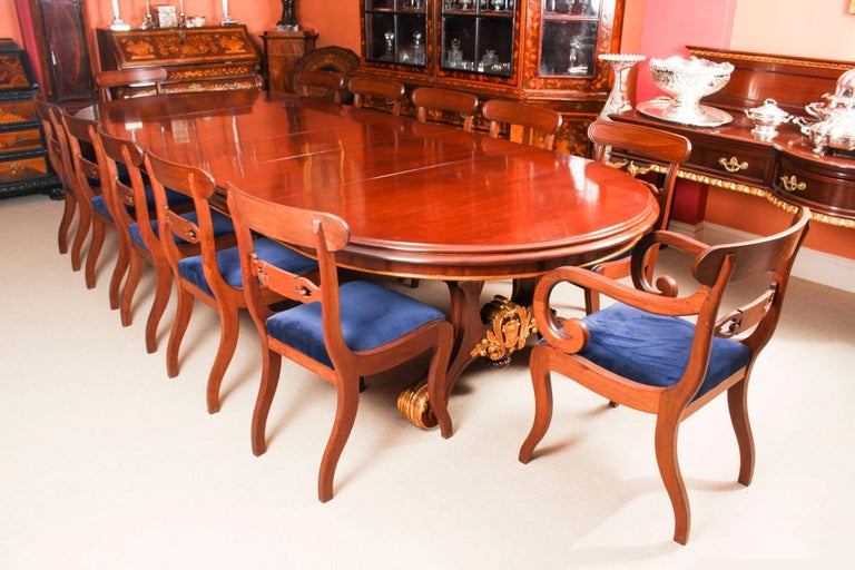 English Antique Victorian Mahogany Twin Base Extending Dining Table, 19th C For Sale