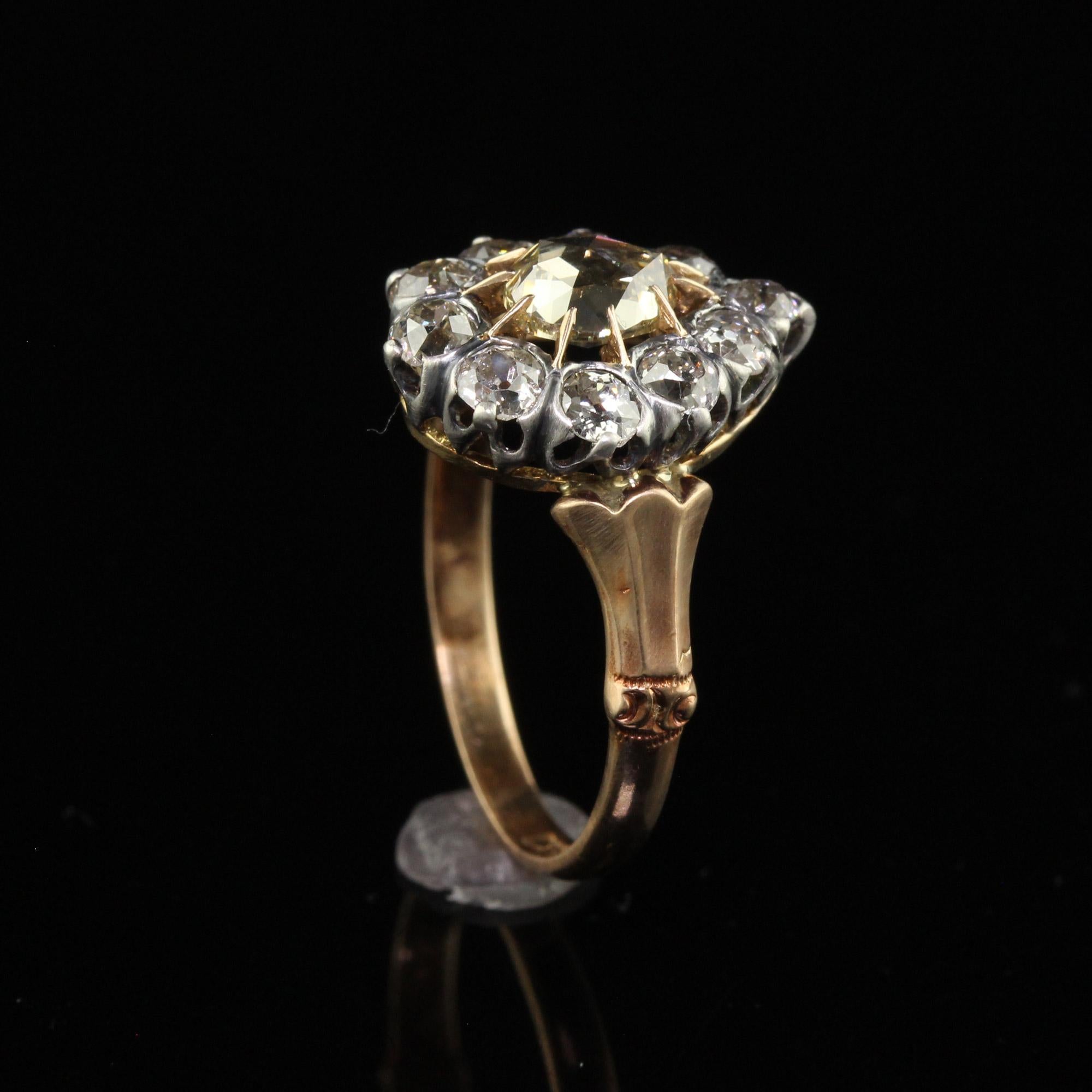 Antique Victorian 12K Rose Gold Silver Rose Cut Diamond Engagement Ring - GIA 3