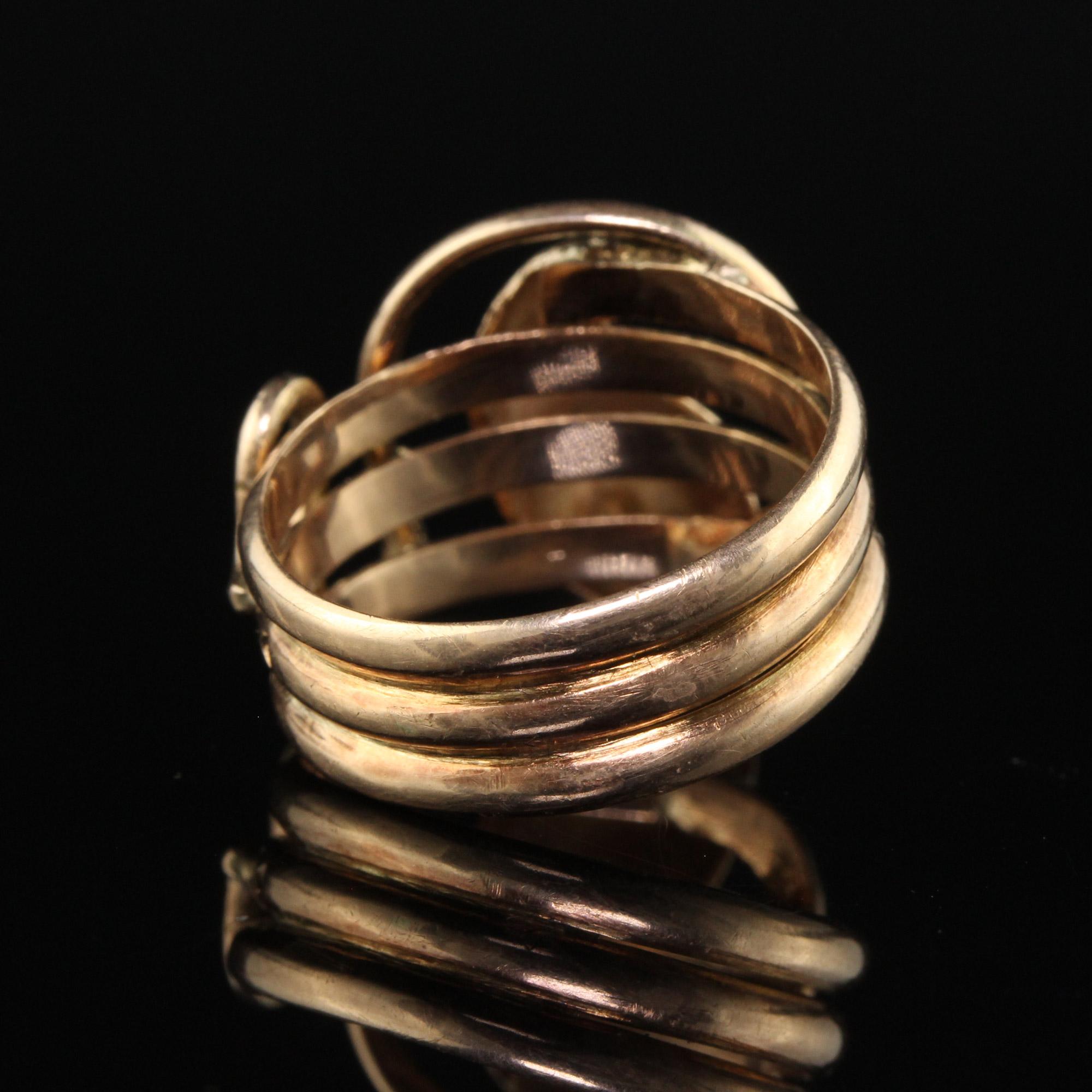 Antique Victorian 12K Yellow Gold Wide Snake Ring - Size 8 1/4 1