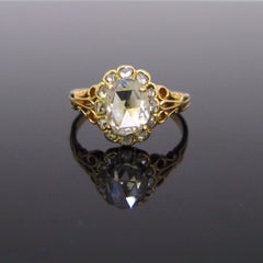 Antique Victorian 1.33ct Rose Cut Diamond Cluster Wedding Engagement Daisy Ring
