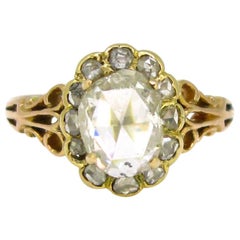 Antique bague de fiançailles Victorienne 1.33ct Rose Cut Diamond Cluster Wedding Daisy Ring
