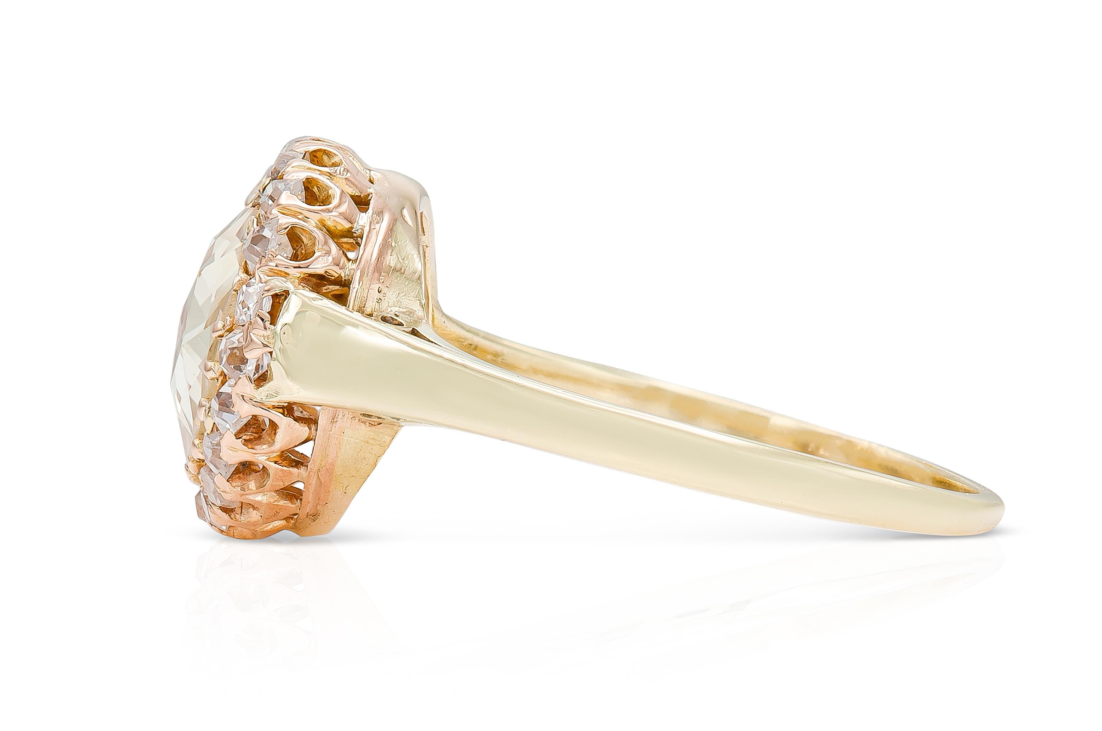 Antique Victorian 1.36 Carat Rose Cut Diamond Ring In Good Condition For Sale In New York, NY