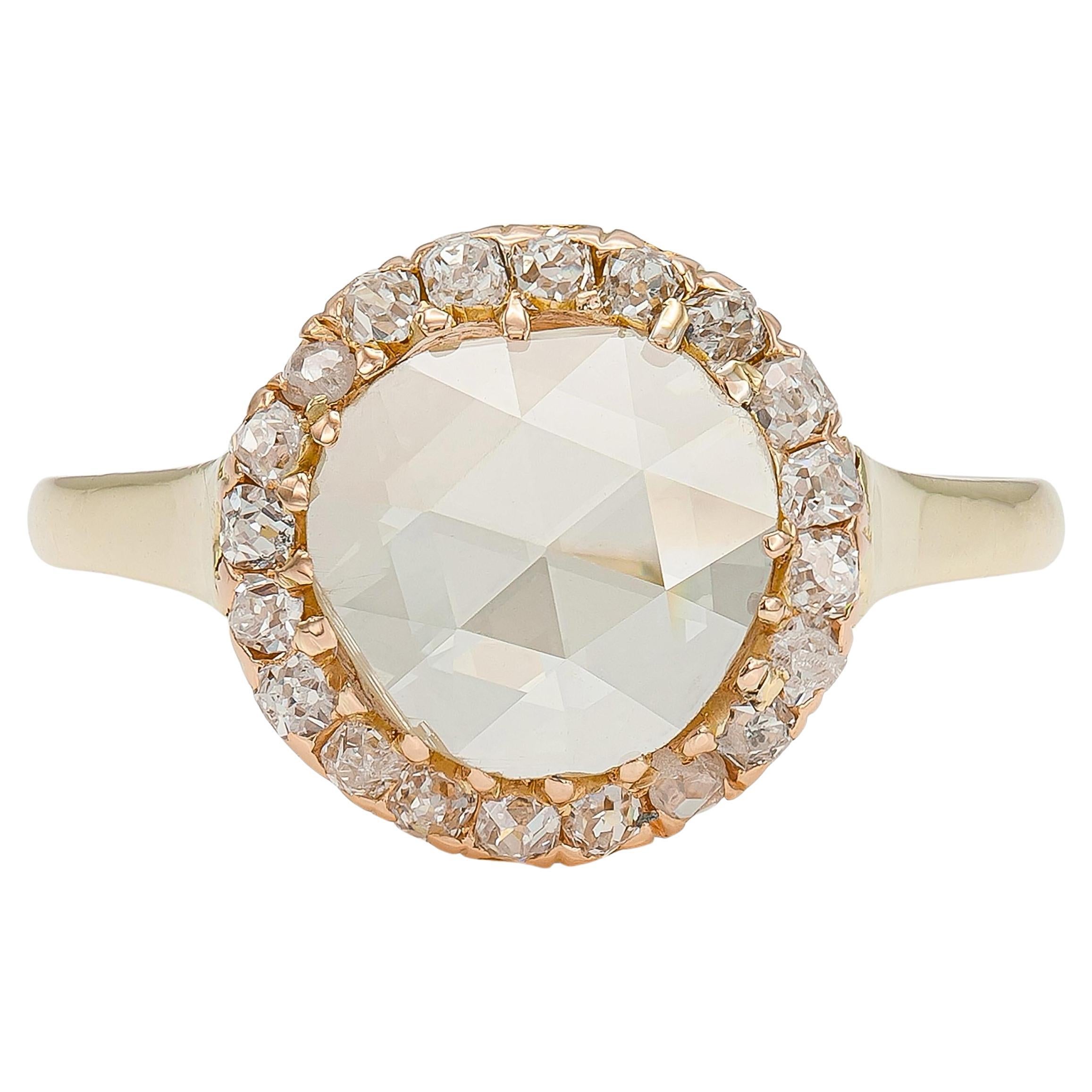 Antique Victorian 1.36 Carat Rose Cut Diamond Ring For Sale
