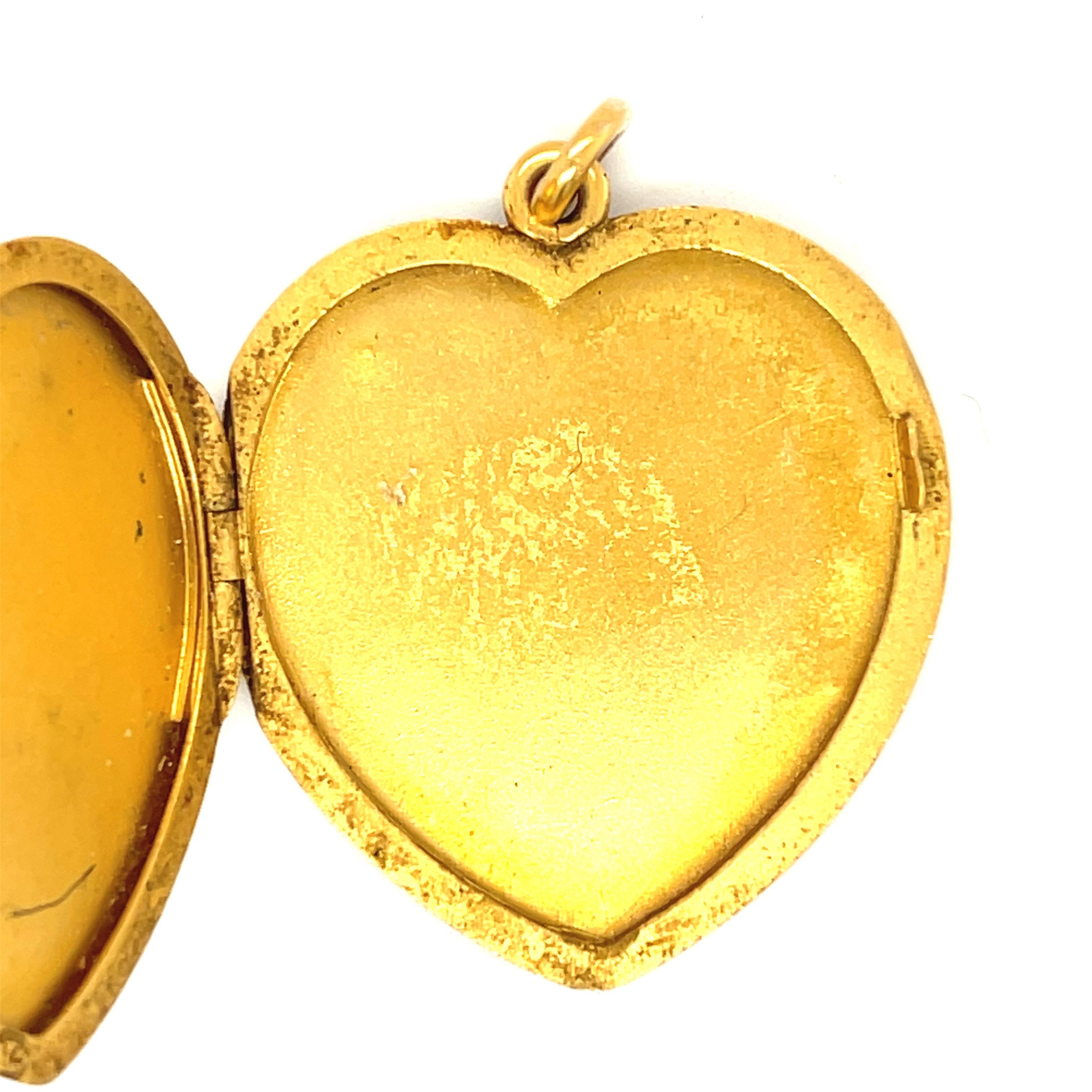 Women's or Men's Antique Victorian 14 Karat Engraved Gold Heart Locket Pendant