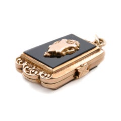 Antique Victorian 14 Karat Gold and Onyx Locket Pendant, 19th Century