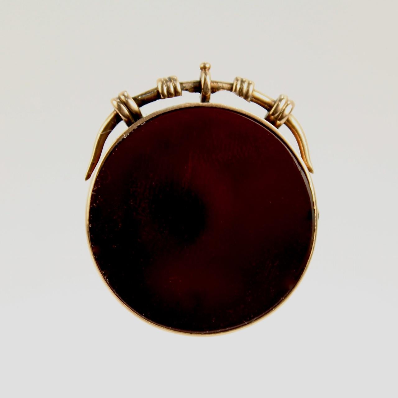 Antique Victorian 14 Karat Gold and Carved Carnelian Intaglio Charm or Pendant In Good Condition For Sale In Philadelphia, PA