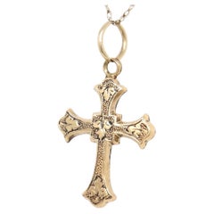 Antique breloque ou pendentif victorien en or 14 carats avec croix ou crucifix