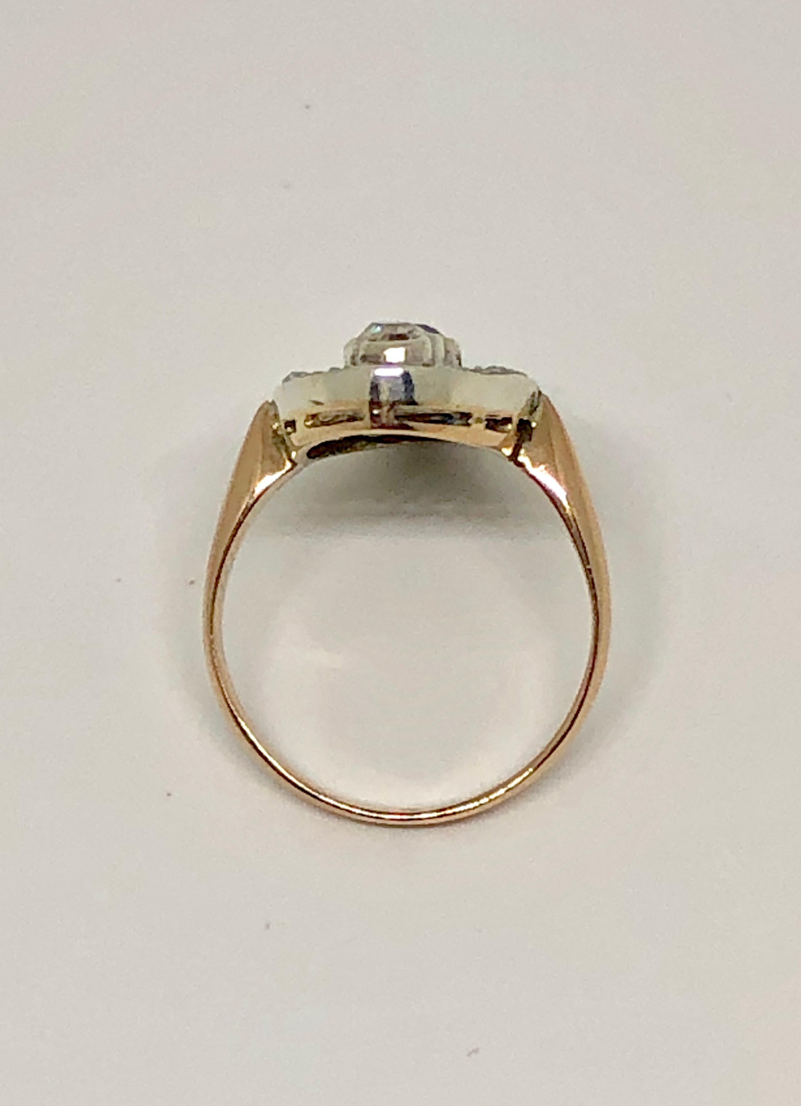 Women's or Men's Antique Victorian 14 Karat Rose Gold Diamond and Sapphire Dinner Ring