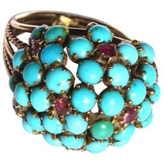 Antique Victorian 14 Karat Ruby and Turquoise Ring