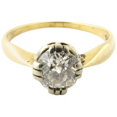 Antique Victorian 14 Karat Yellow and White Gold Old Mine Engagement Ring