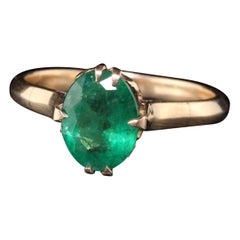 Antique Victorian 14 Karat Yellow Gold Emerald Engagement Ring