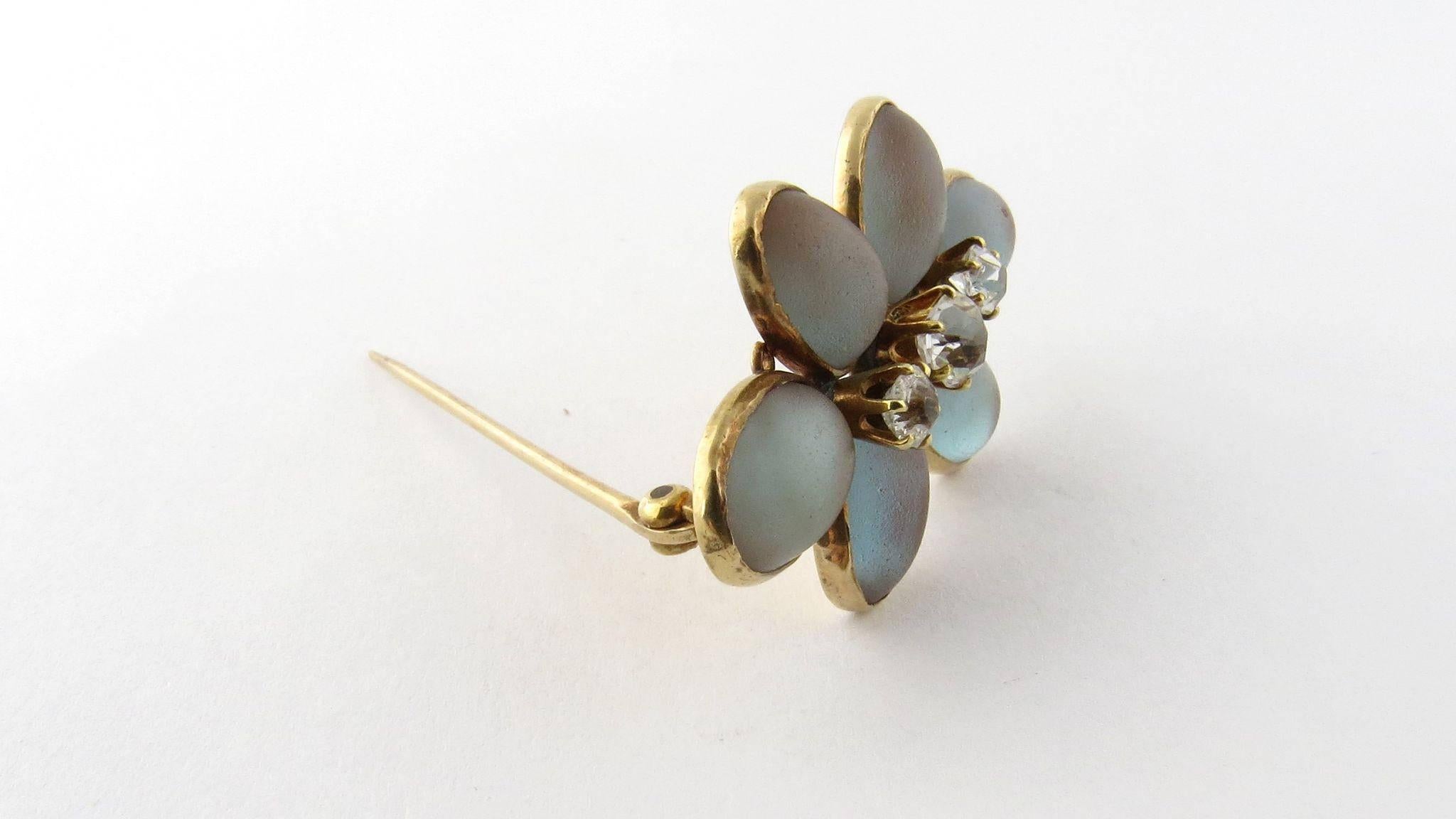 Antique Victorian 14 Karat Yellow Gold Saphrite and Spinel Flower Brooch Pin In Good Condition For Sale In Washington Depot, CT