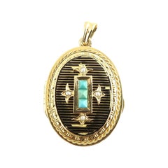 Antique Victorian 14 Karat Yellow Gold Mourning Hair Locket