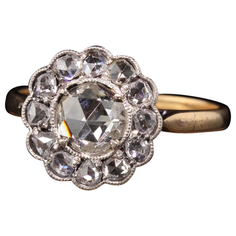 Antique Victorian 14 Karat Yellow Gold Rose Cut Diamond Engagement Ring ...