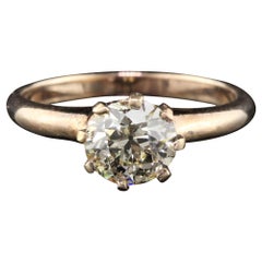 Antique Victorian 14 Karat Yellow Gold Solitaire Diamond Engagement Ring