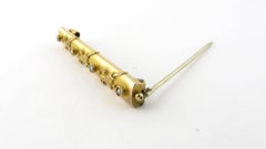 Antique Victorian 14 Karat Yellow Gold Turquoise and Seed Pearl Bar Pin Brooch