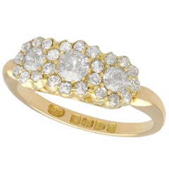Antique Victorian 1.44 Carat Diamond and Yellow Gold Cluster Ring