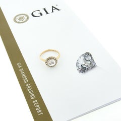 Antique Victorian 14k Gold 1.66ctw GIA Rose Cut Diamond Solitaire & Halo Ring
